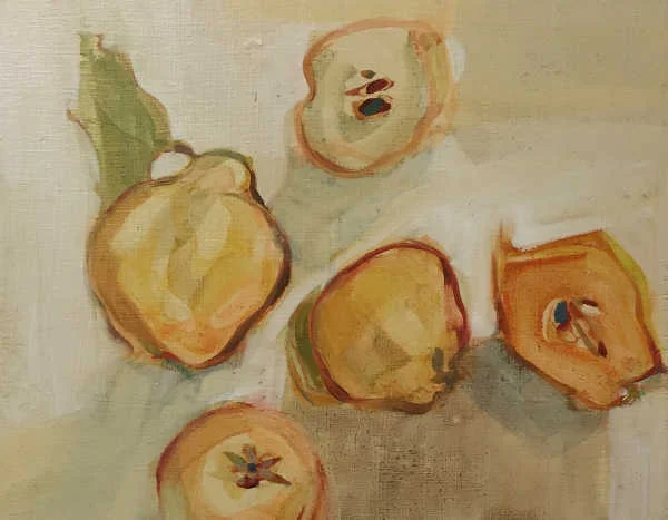 Quinces 2, oil on panel 18x23cm