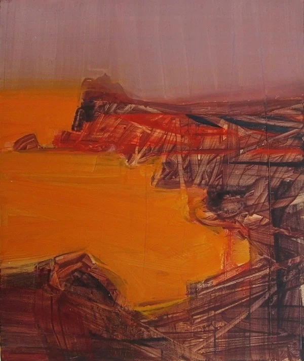 seascape 1 , o il on gold leaf on panel, 30.5 x 25.5cm