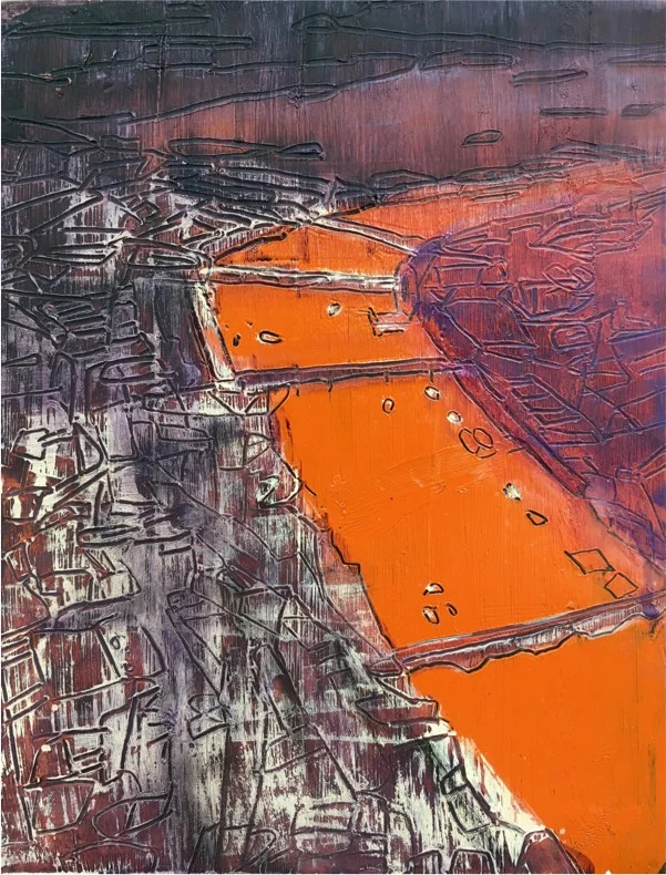 river 16 2017 , oil on board, 23 x 18cm
