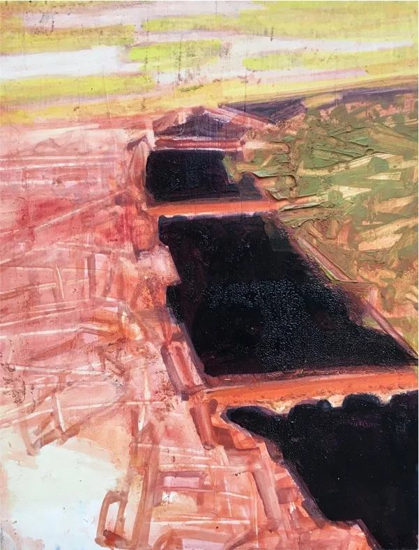 river 1 2017, oil on board, 23 x 18cm