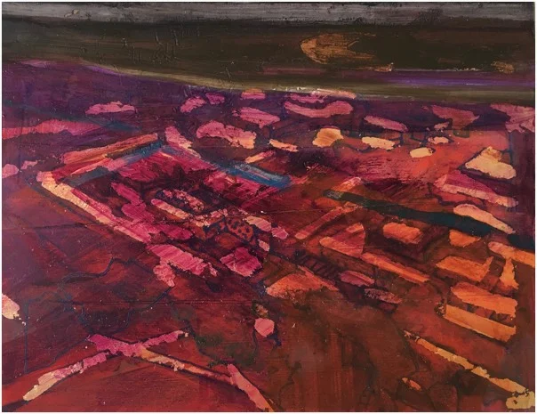 river 17, oil and gold leaf on panel, 20 x 26cm