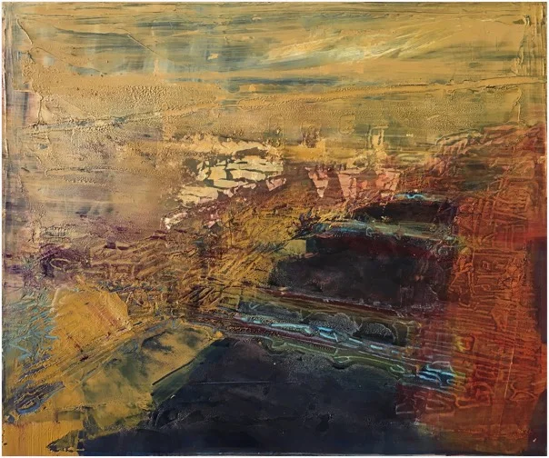 river 20 , oil and gold leaf on panel, 25.5 x 30cm sold