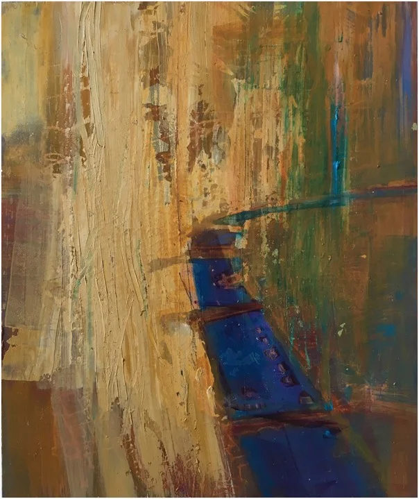 river 22 , oil and gold leaf on panel, 30 x 25.5cm sold