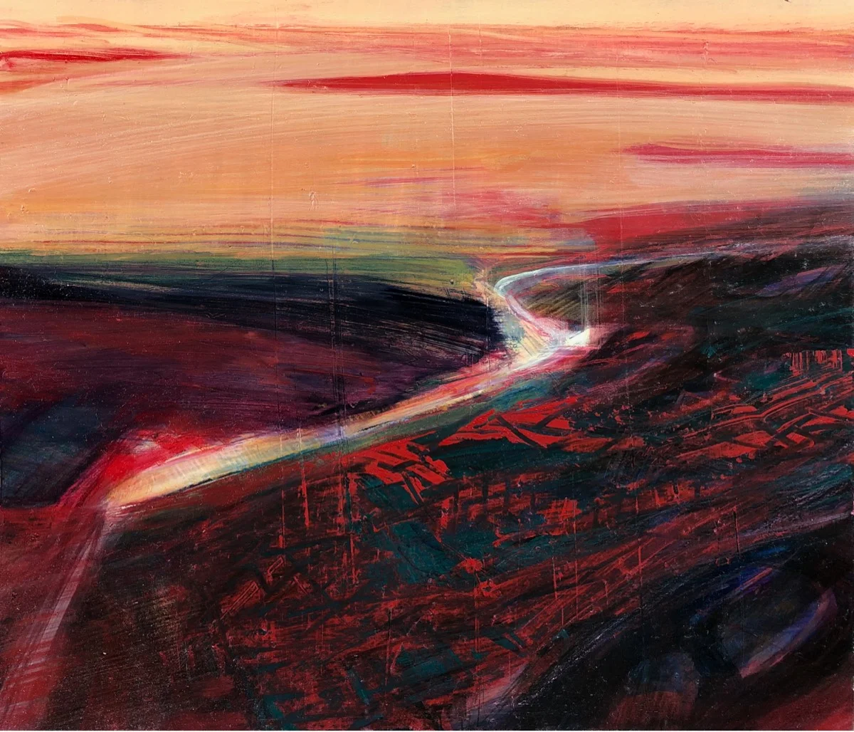Crimson Shaded Evening 2019 , oil on panel, 30 x 35cm
