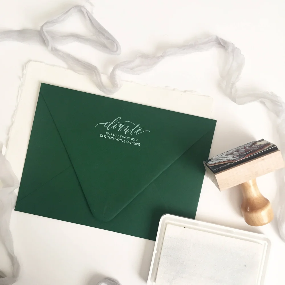 Address Stamp Custom Calligraphy with Wood Handle