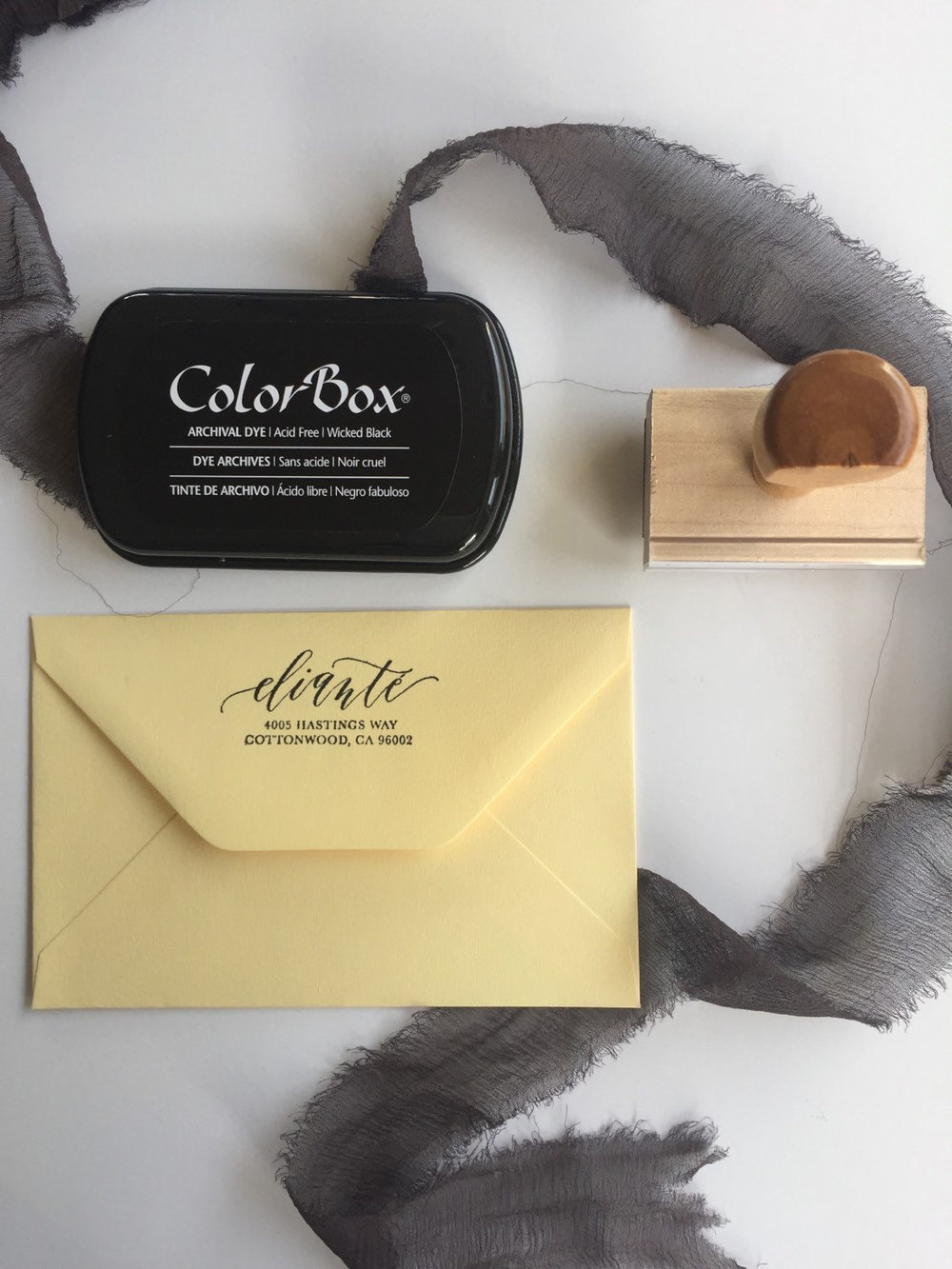 Address Stamp Custom Calligraphy with Wood Handle