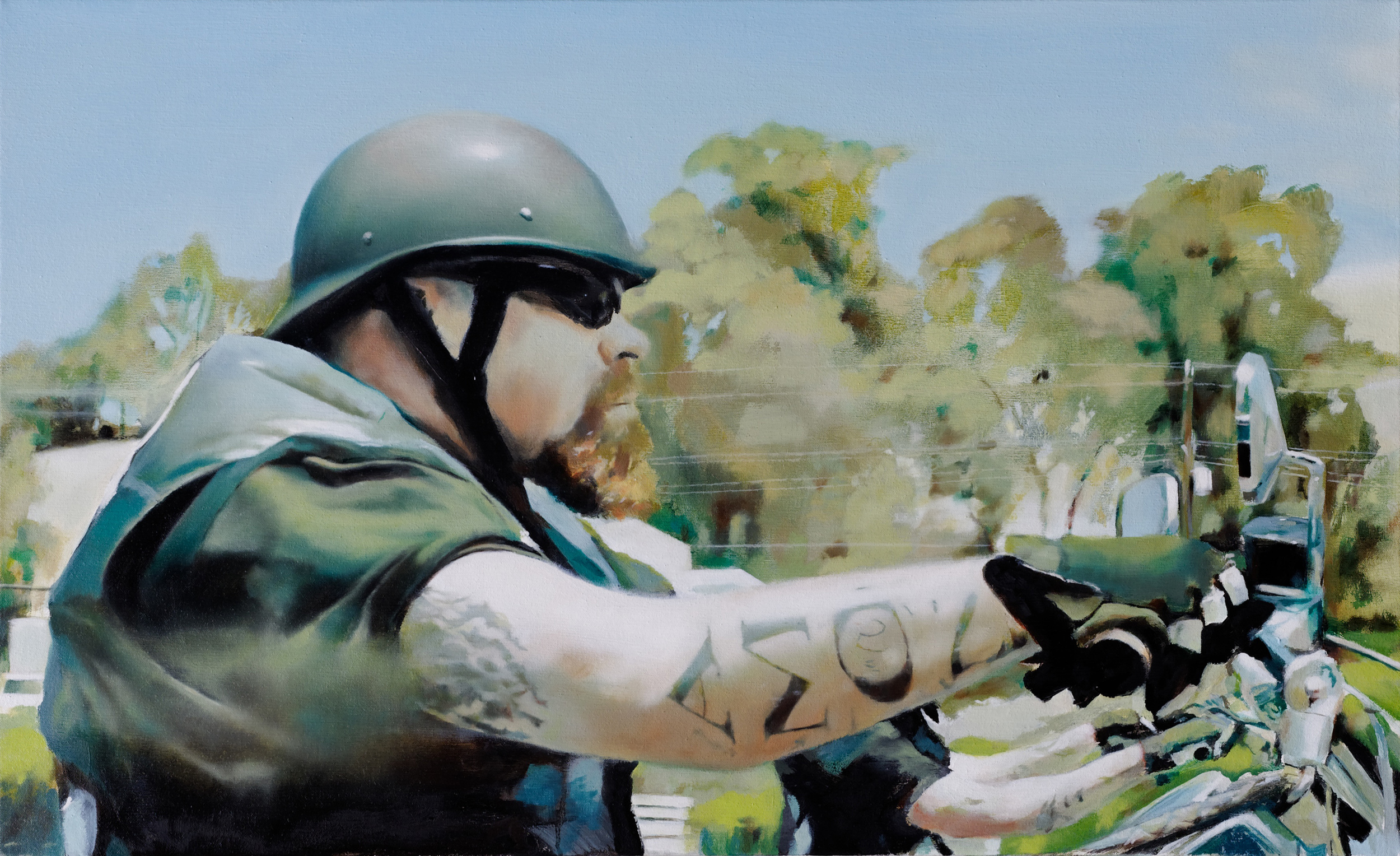   biker 3 &nbsp; •  22" x 36"  oil on canvas  2009    