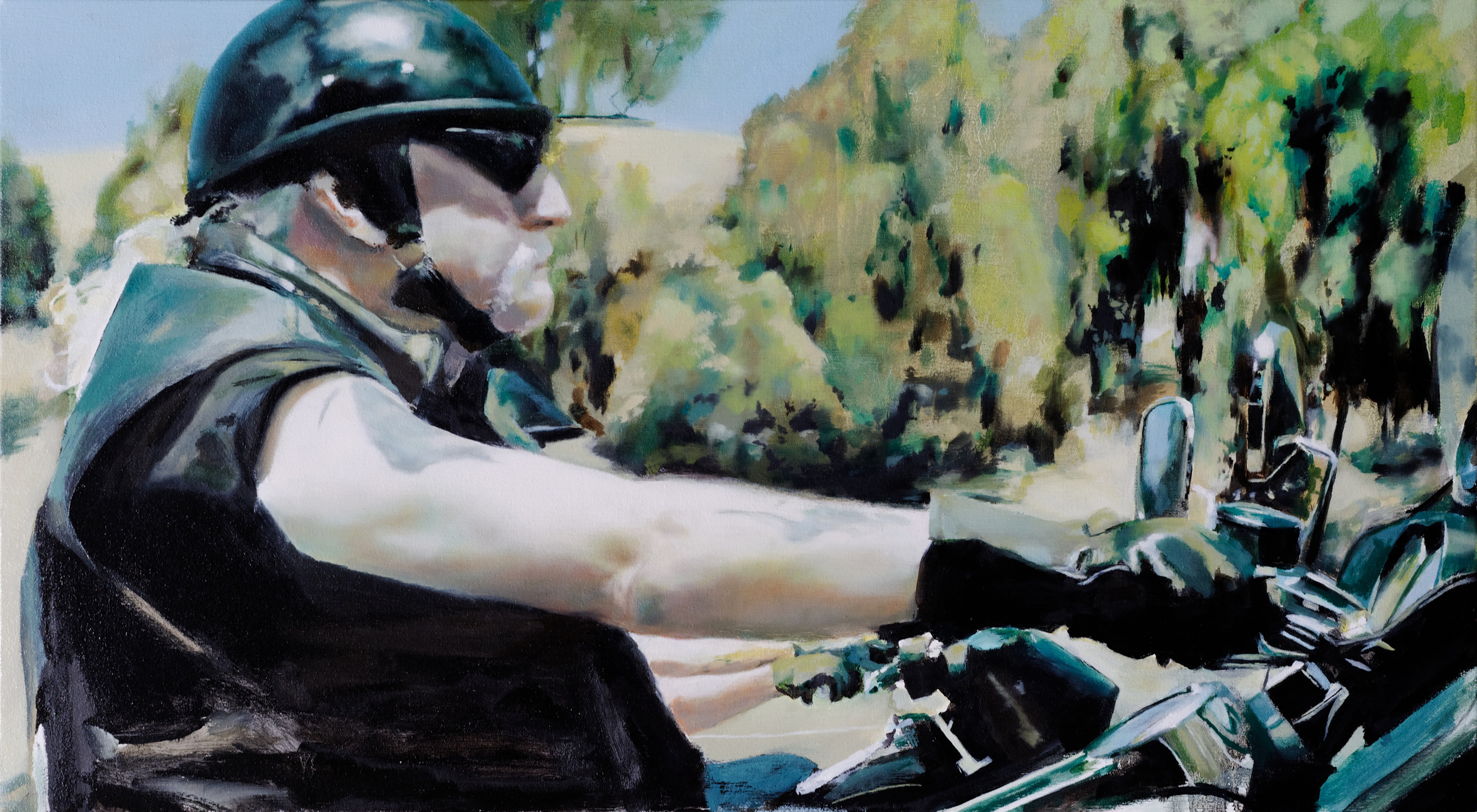   biker 2&nbsp;&nbsp; •  22" x 40"  oil on canvas  2009    