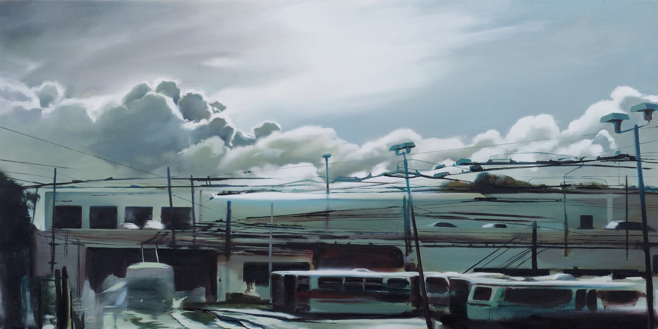   muni depot&nbsp;&nbsp; •  27" x 54"  oil on canvas  2009    