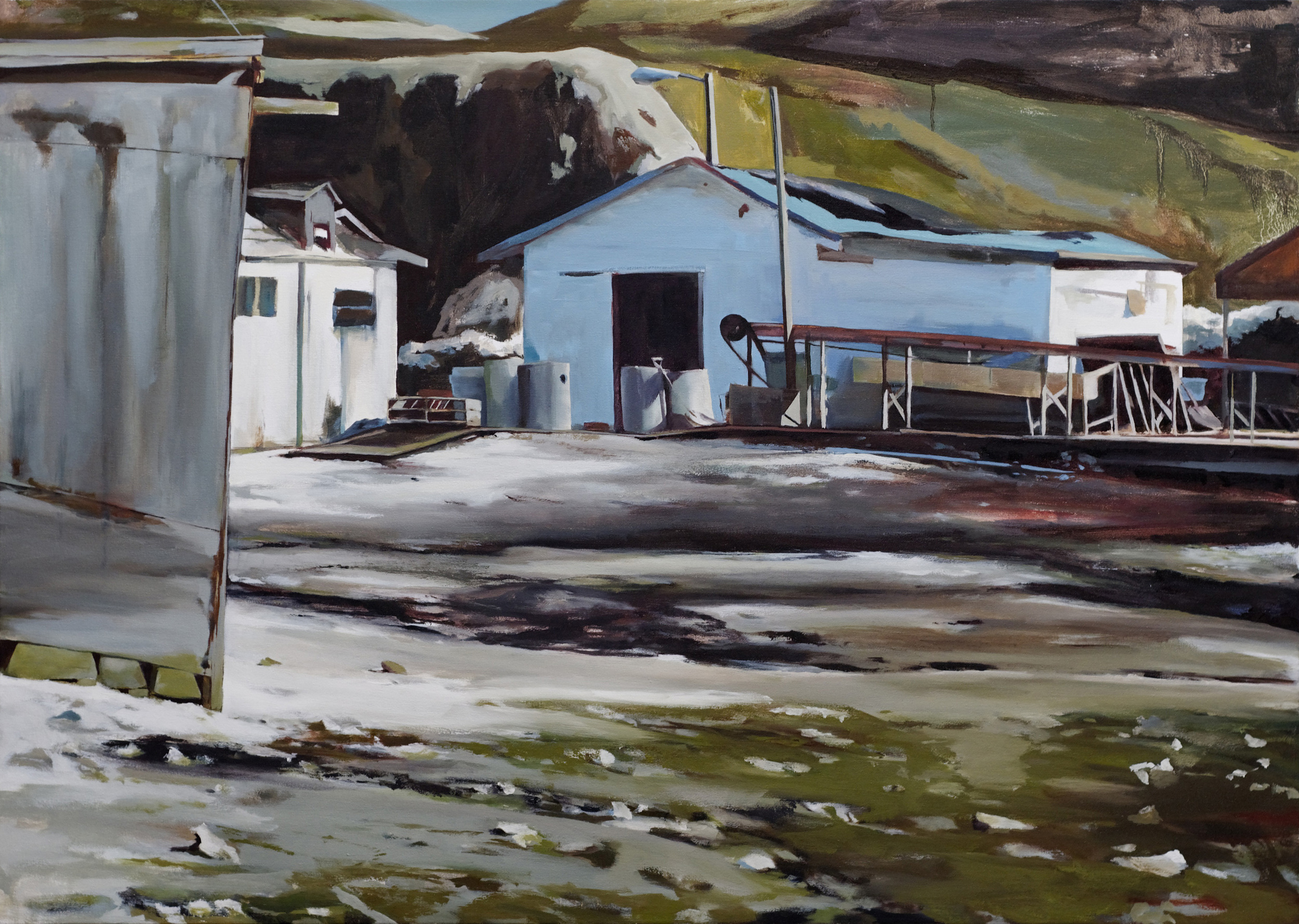   oyster farm&nbsp;&nbsp; •  45" x 64"  oil on canvas  2008    