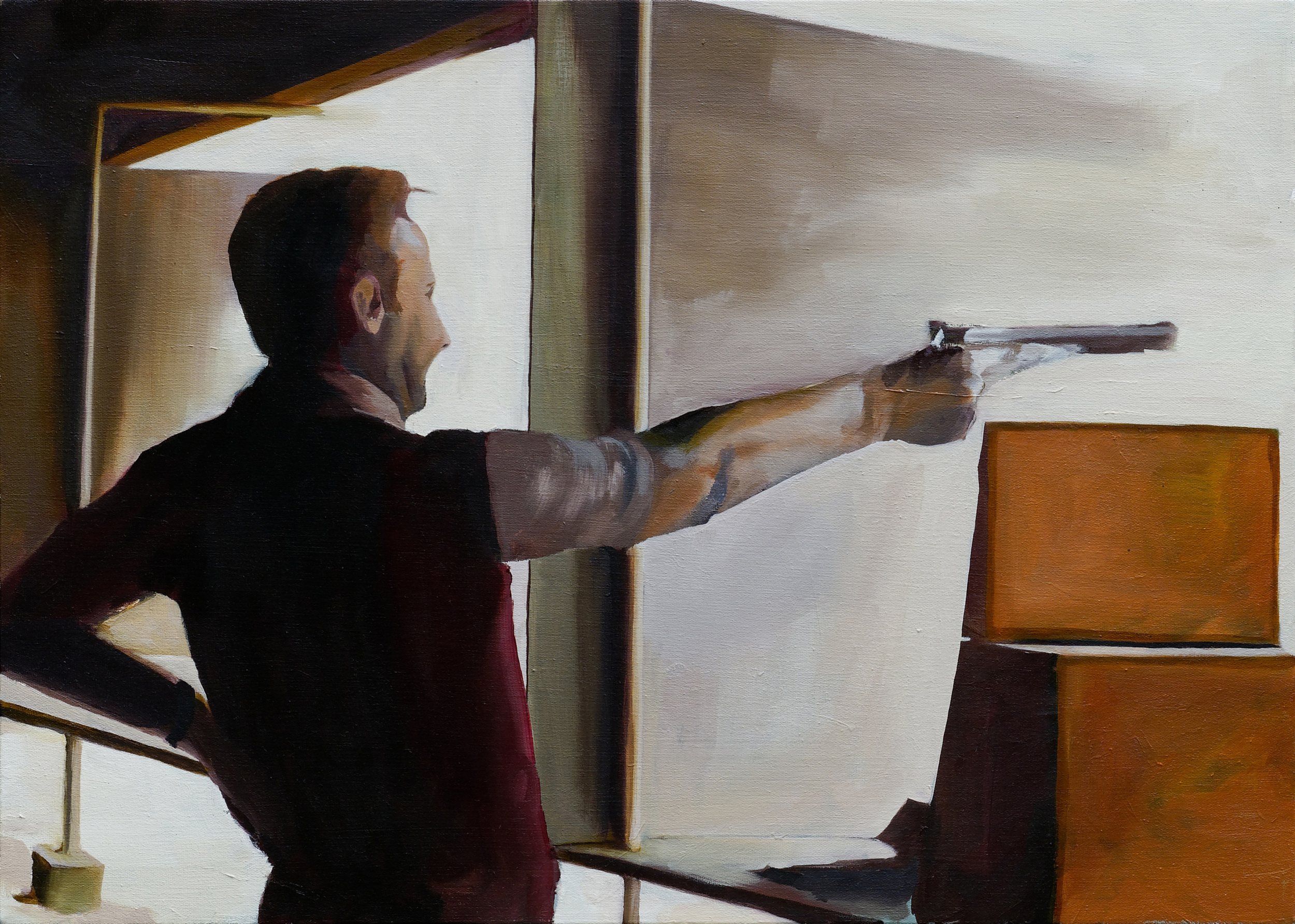   shooting range   20" x 28"  oil on canvas  2008 