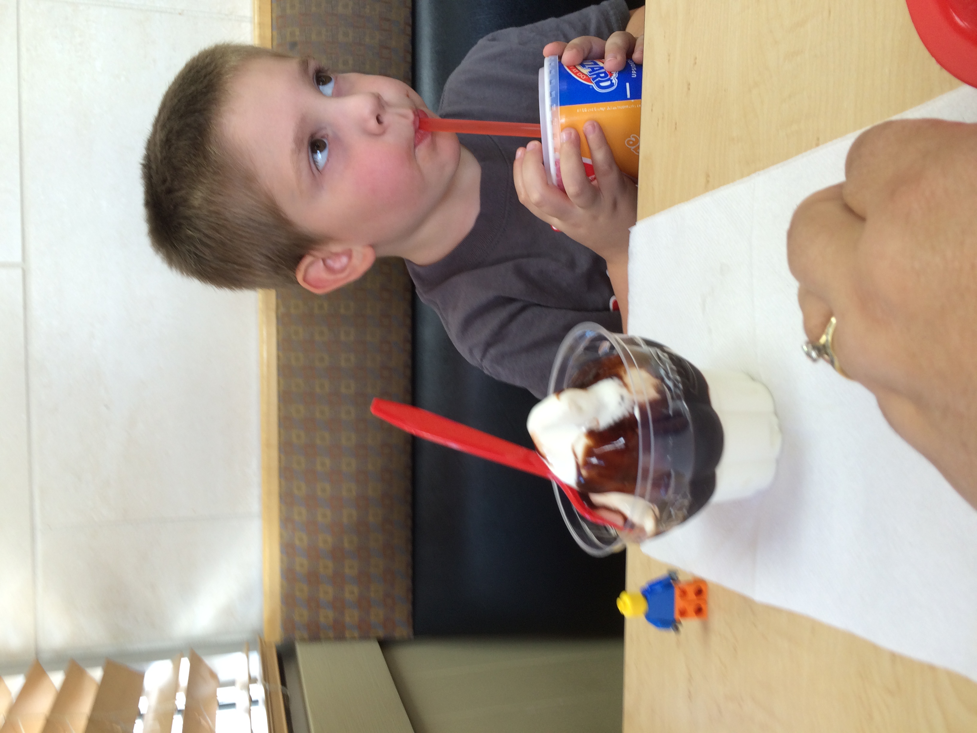 William Daniel getting ice cream with Nona (my mom) and Evan from the LEGO movie waiting for his baby brother to be born! 