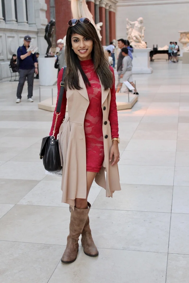 Red Dress & Trench Coat