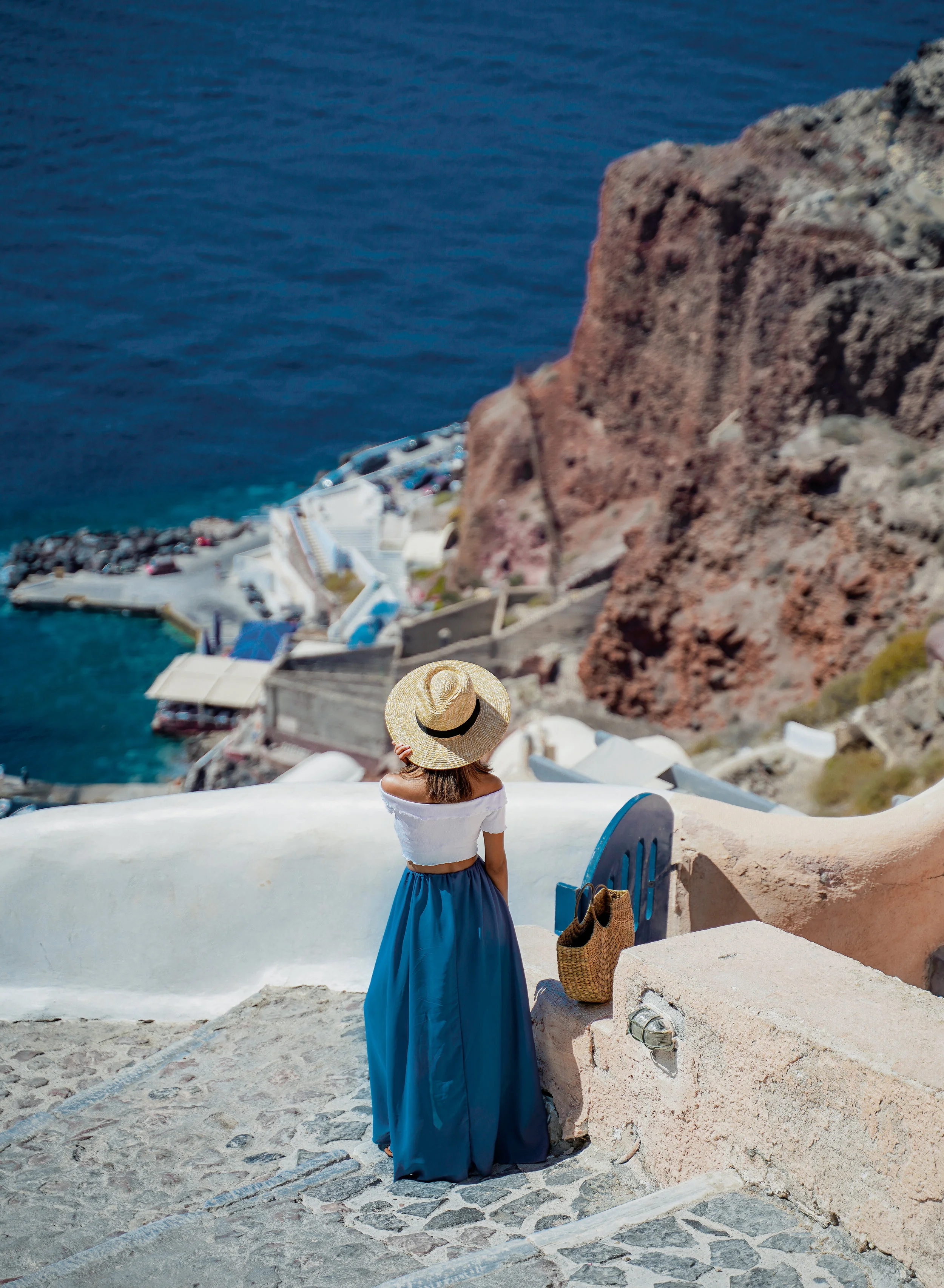 Steps down to Amoudi Bay