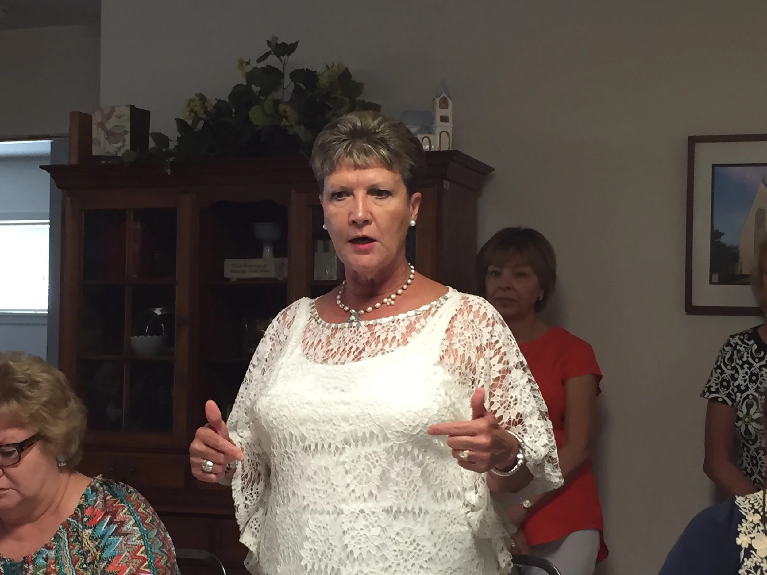 Debi Meschwitz, Flower Show Chairman, giving the details of the 2016 Flower Show.