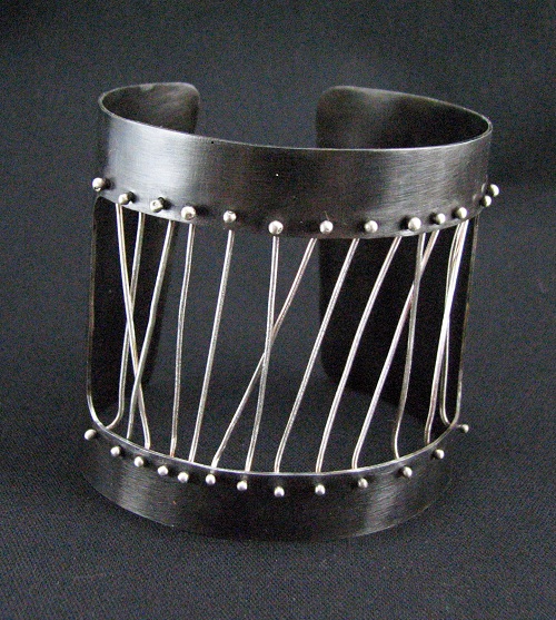 "Cuff Bracelet"  Steel and Sterling Silver