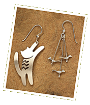 Cat and Bird Sterling Earrings