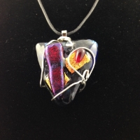 Fused glass pendant wire wrapped
