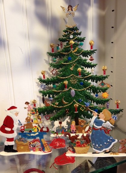 Large tree, Angel, and Santa 