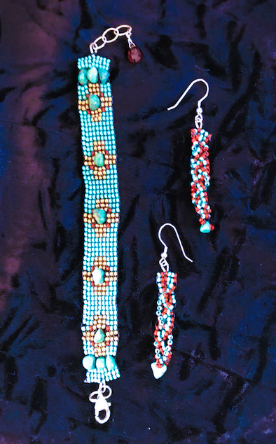 Turquoise Bracelet and earrings by Marlene Oglesby