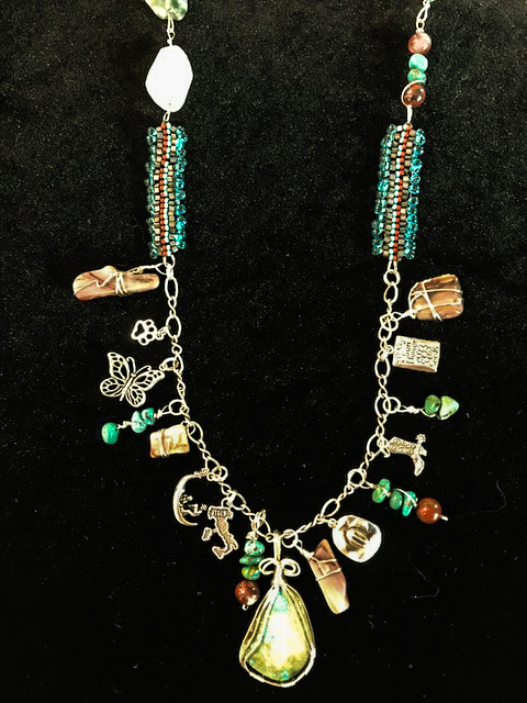 "Charming" sterling and turquoise necklace by Marlene Oglesby
