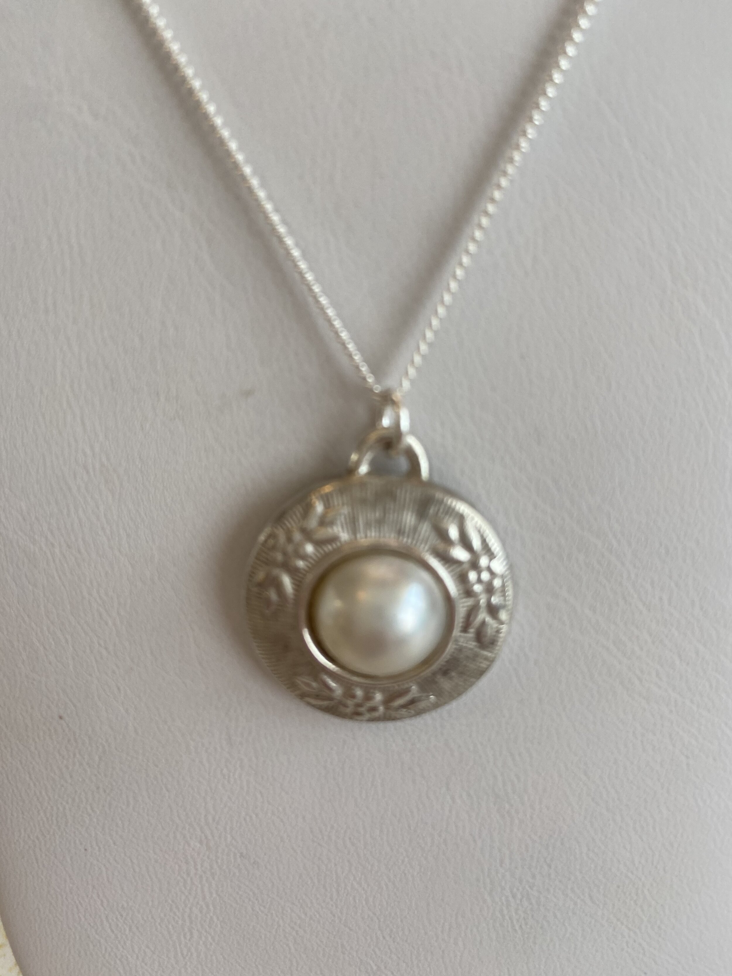 Sterling and Pearl Pendant by Julie Evenson