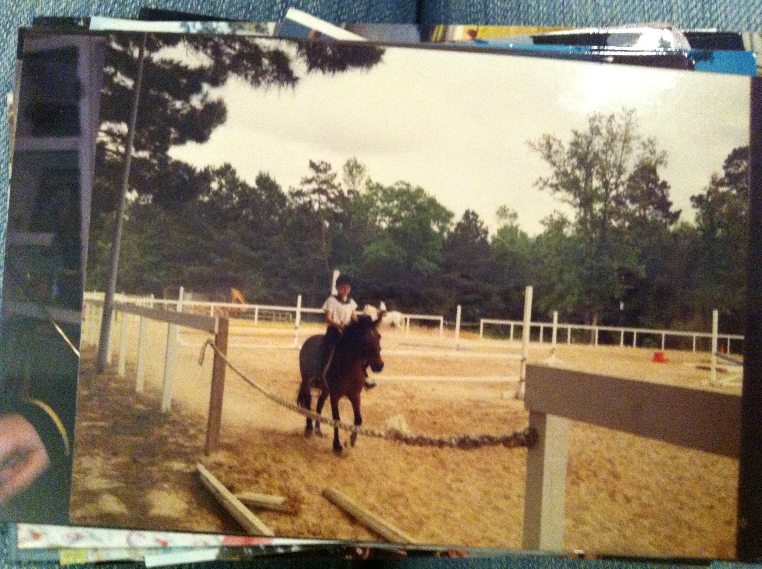 Little me taking riding lessons.&nbsp;Yep, it's a picture of a picture because I forgot my iPhone that day.