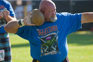 Ed Cosner preparing for a stone put.