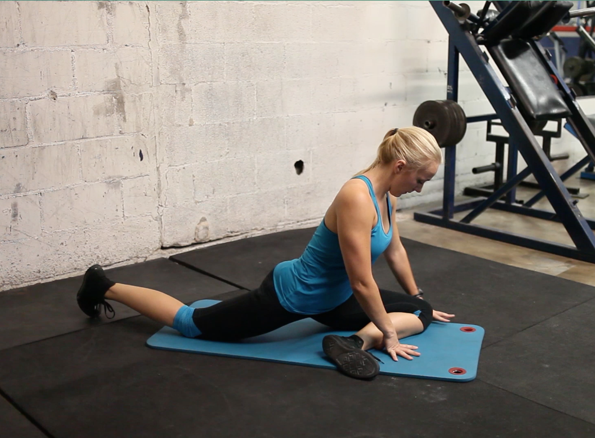 Stretching pigeon pose