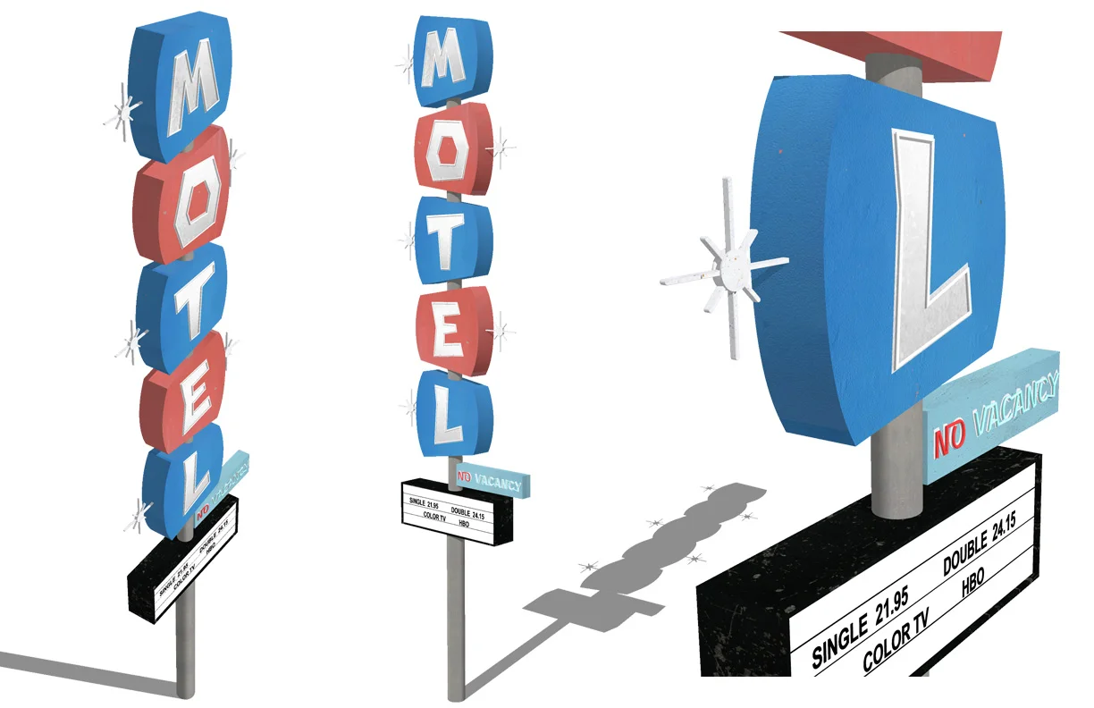 Retro Sign Series - Motel Sign Created in Sketchup