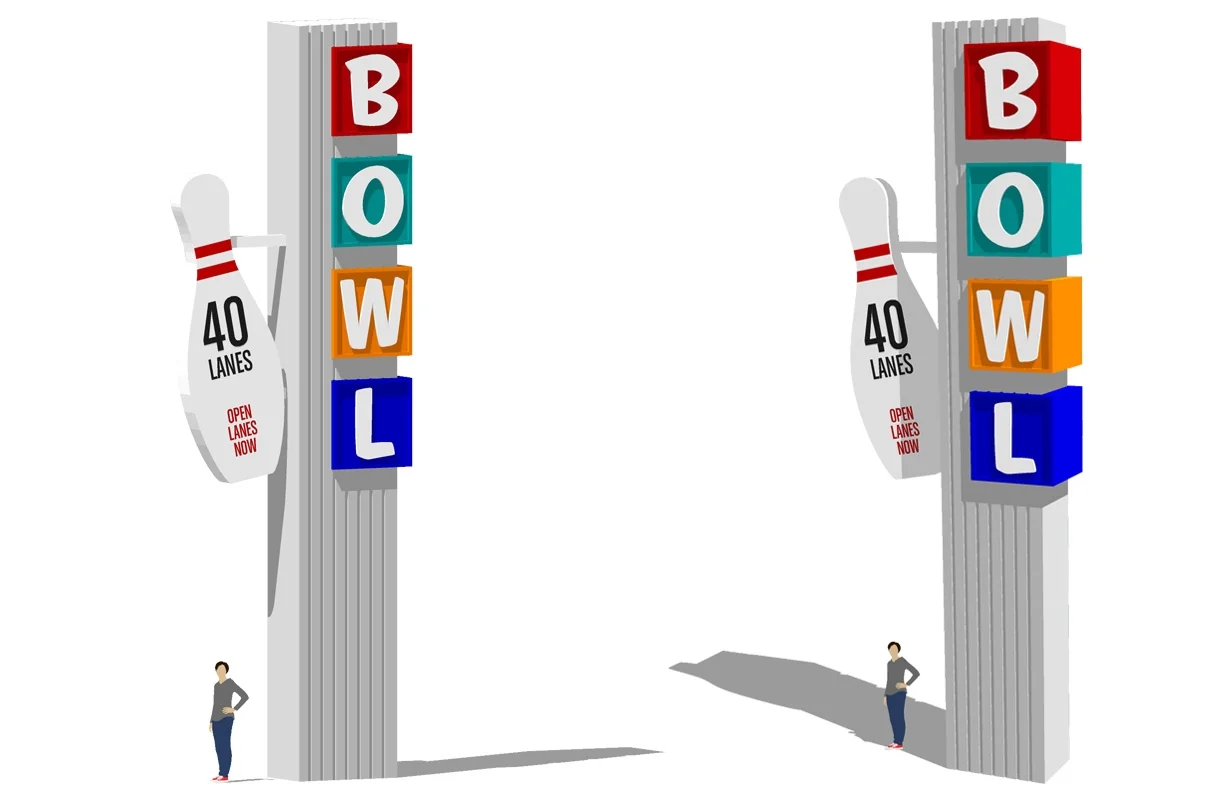 Retro Sign Series - Bowling Created in Sketchup
