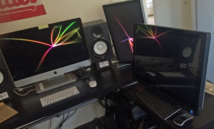 iMac on the left, dell on the right. Both actually have intel chips inside.