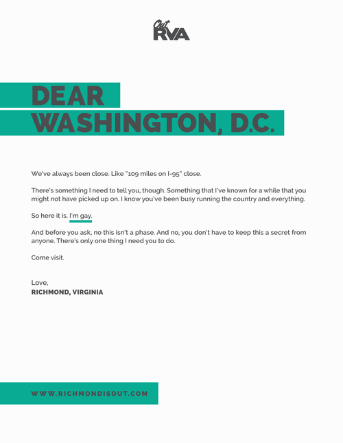 Richmond's coming out letter to Washington, DC