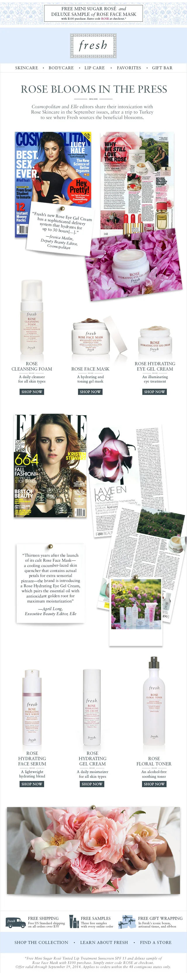   Elle and Cosmopolitan feature Rose Skincare&nbsp;  