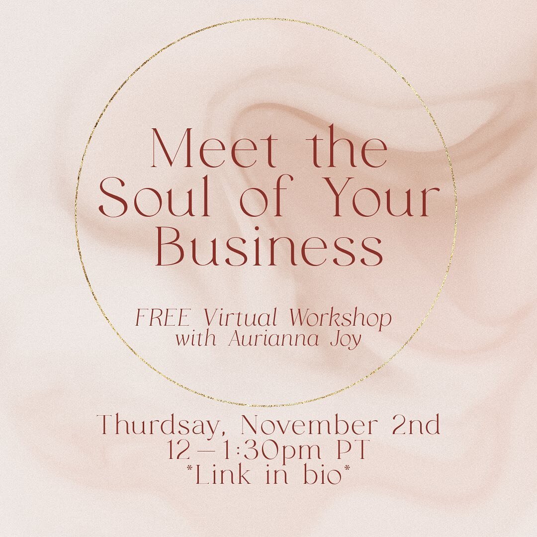 Learning the art of communing with the soul of my business has become my number one tool for creating sustainable and enduring businesses, and I&rsquo;d like to teach you to do the same 💜

Join us Thursday 11/2 for a FREE virtual workshop on meeting