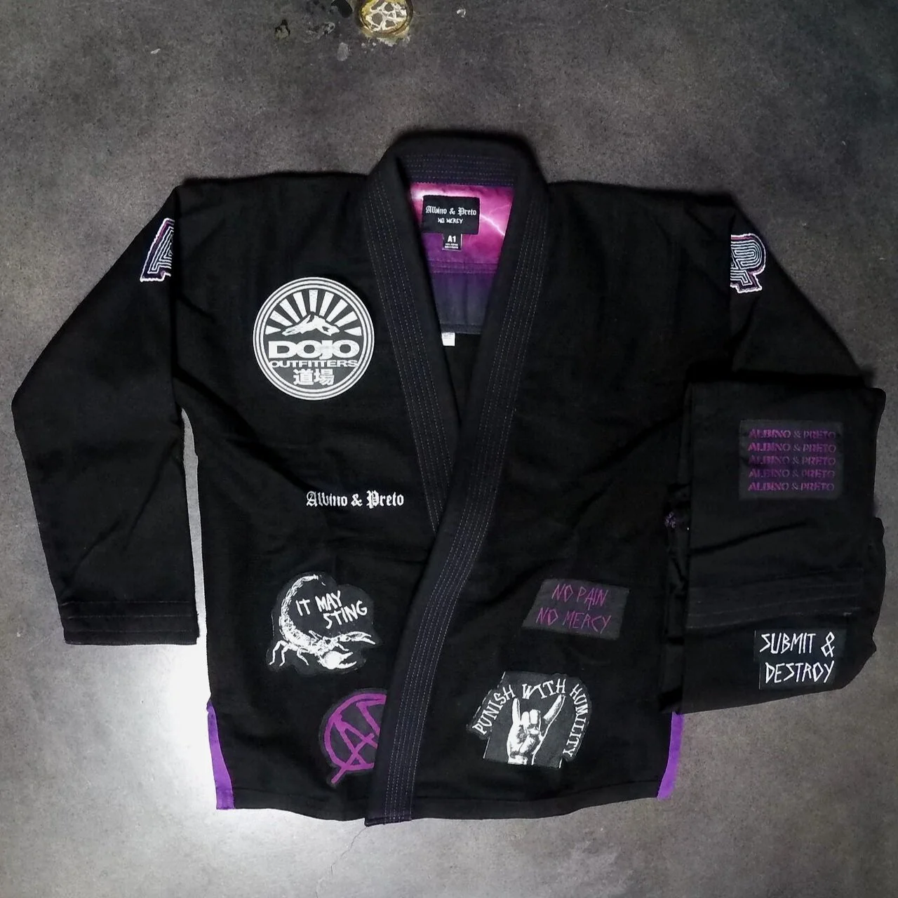 ALBINO & PRETO アルビノアンドプレトA1 黒 柔術着 柔術衣 食いつき 道着 