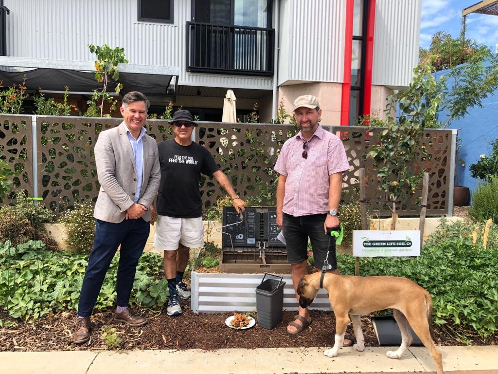 Andrew with Fremantle Mayor, Dr Brad Pettitt, and Mark Taylor, Principal of Josh Byrne &amp; Associates in Perth, WA 2020