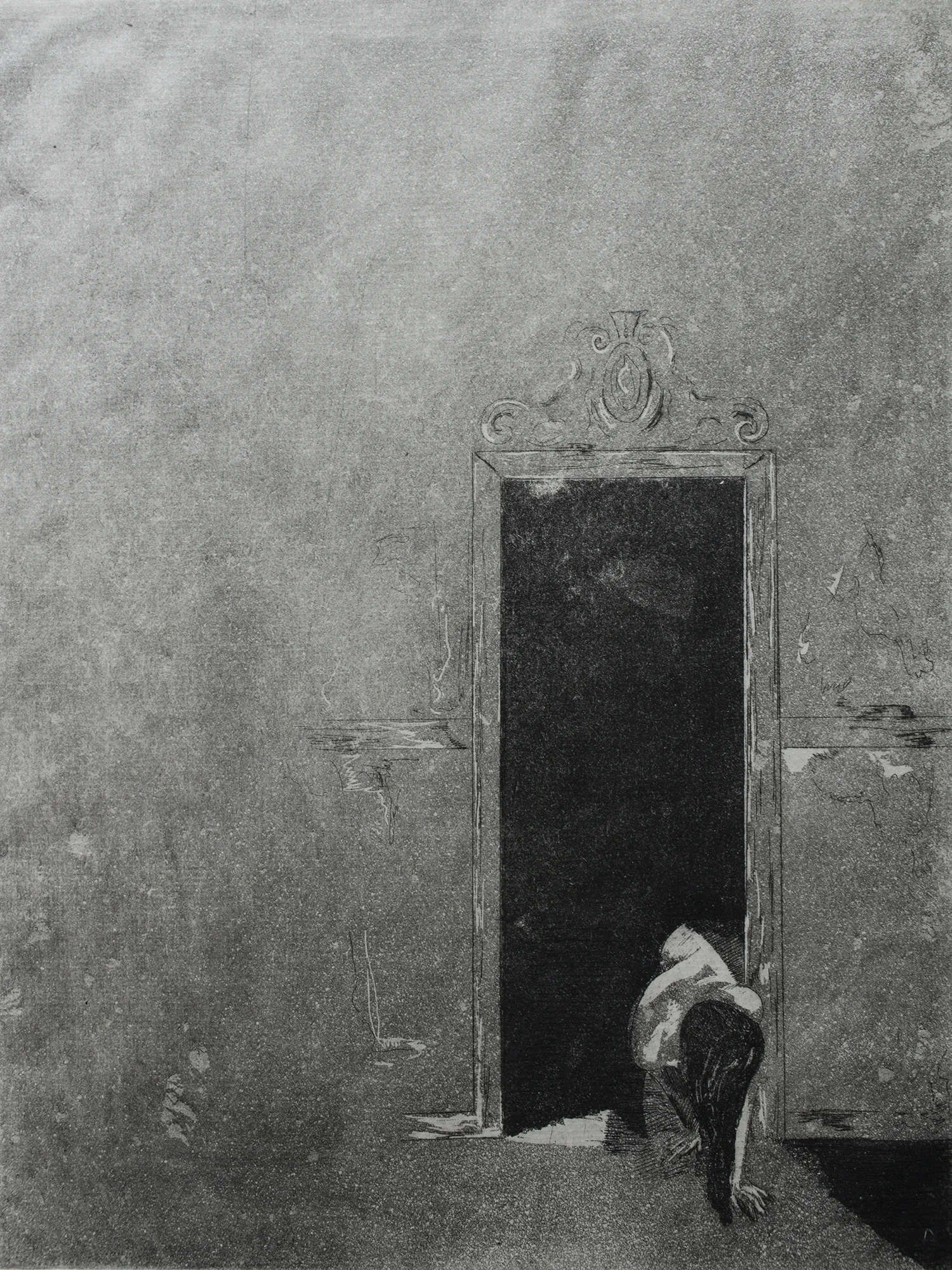 Hide and Seek, 2015, etching and aqua tint on Kitakata paper, 9x12''