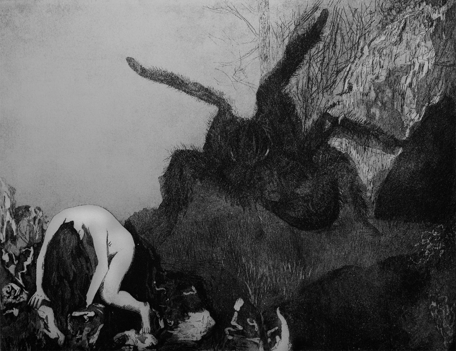 Incubus, 2015, etching and aqua tint on Rives BFK Heavyweight paper, 9x12''