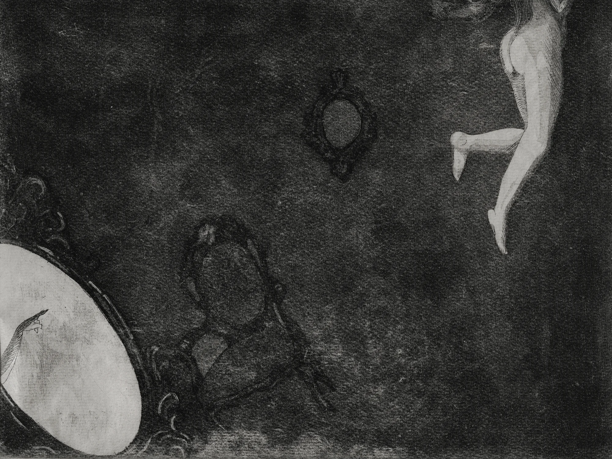 Summoned, 2015, etching and aqua tint on Kitakata paper, 9x12''