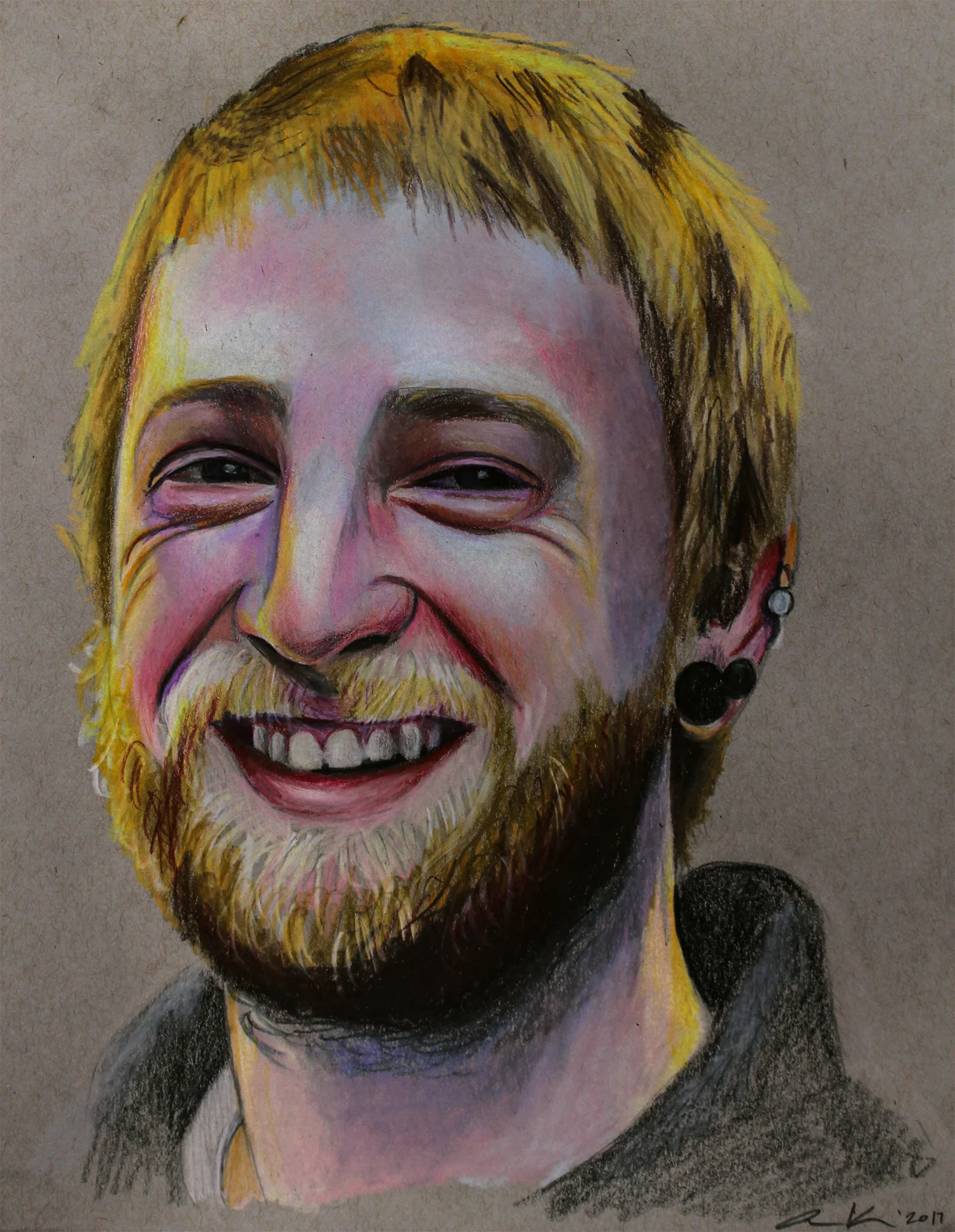 Matt, 2017, colored pencils on toned paper, 8.5x11"