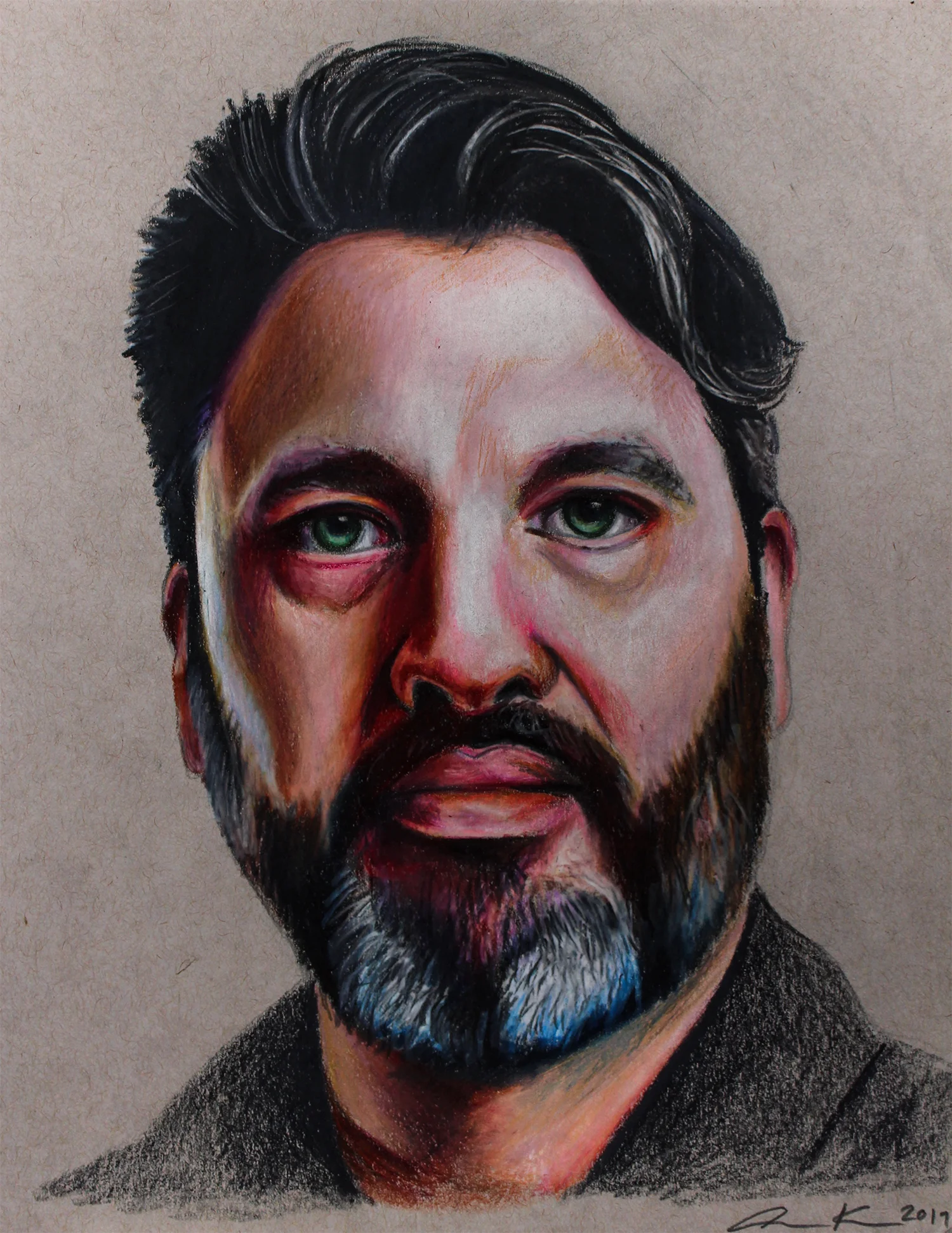 Curtis, 2017, colored pencils on toned paper, 8.5x11"