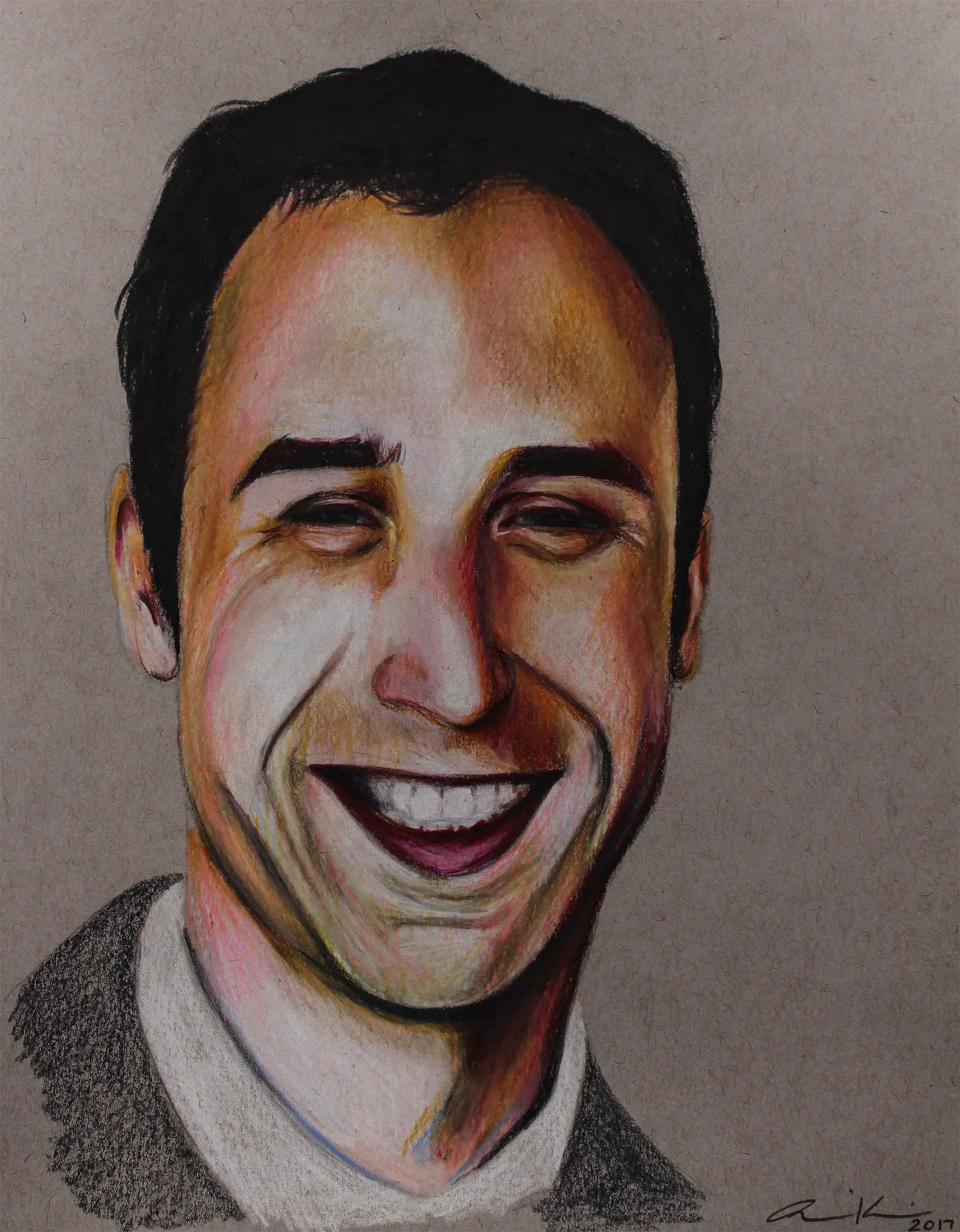 Andrew, 2017, colored pencils on toned paper, 8.5x11"