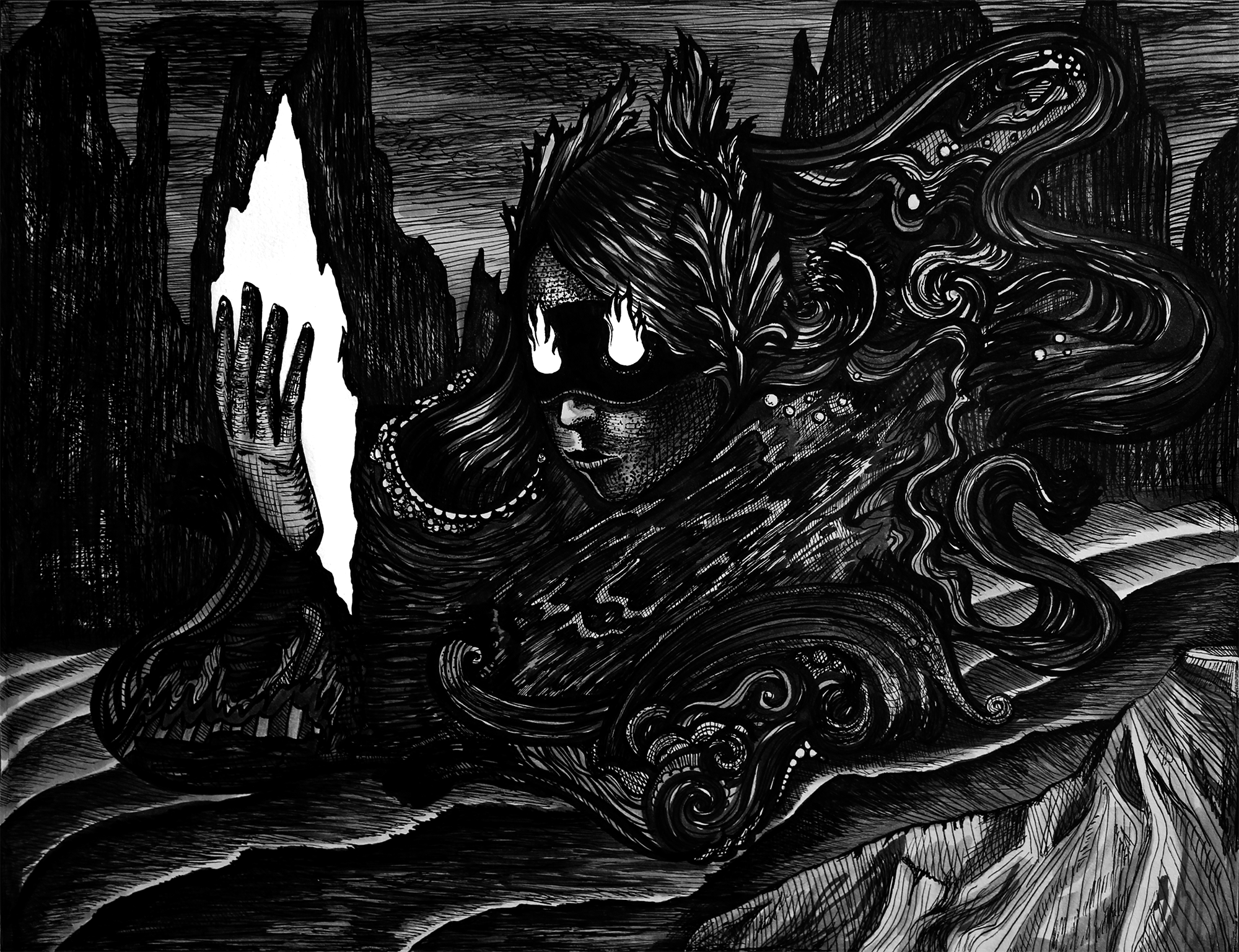 What Could Have Been , ink on paper, 11x14”, 2021 Sold