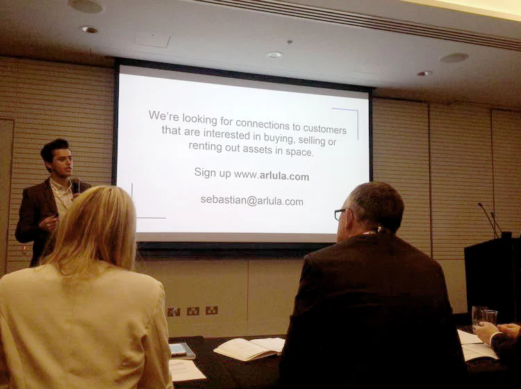 Seb Chaoui of Arlula pitching Arlula's vision before the judges.