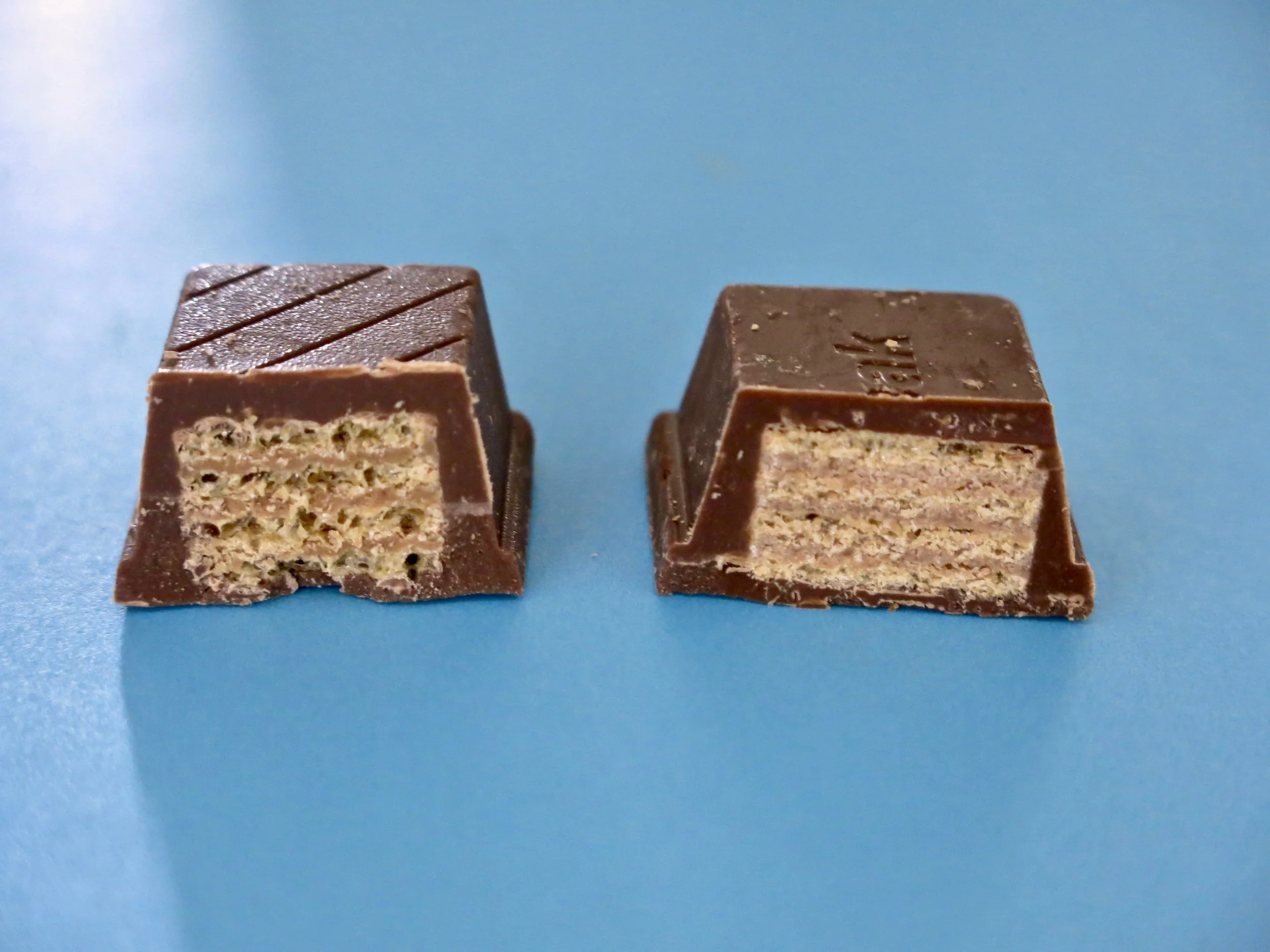 4fun on the left, Kit Kat Chunky on the right.