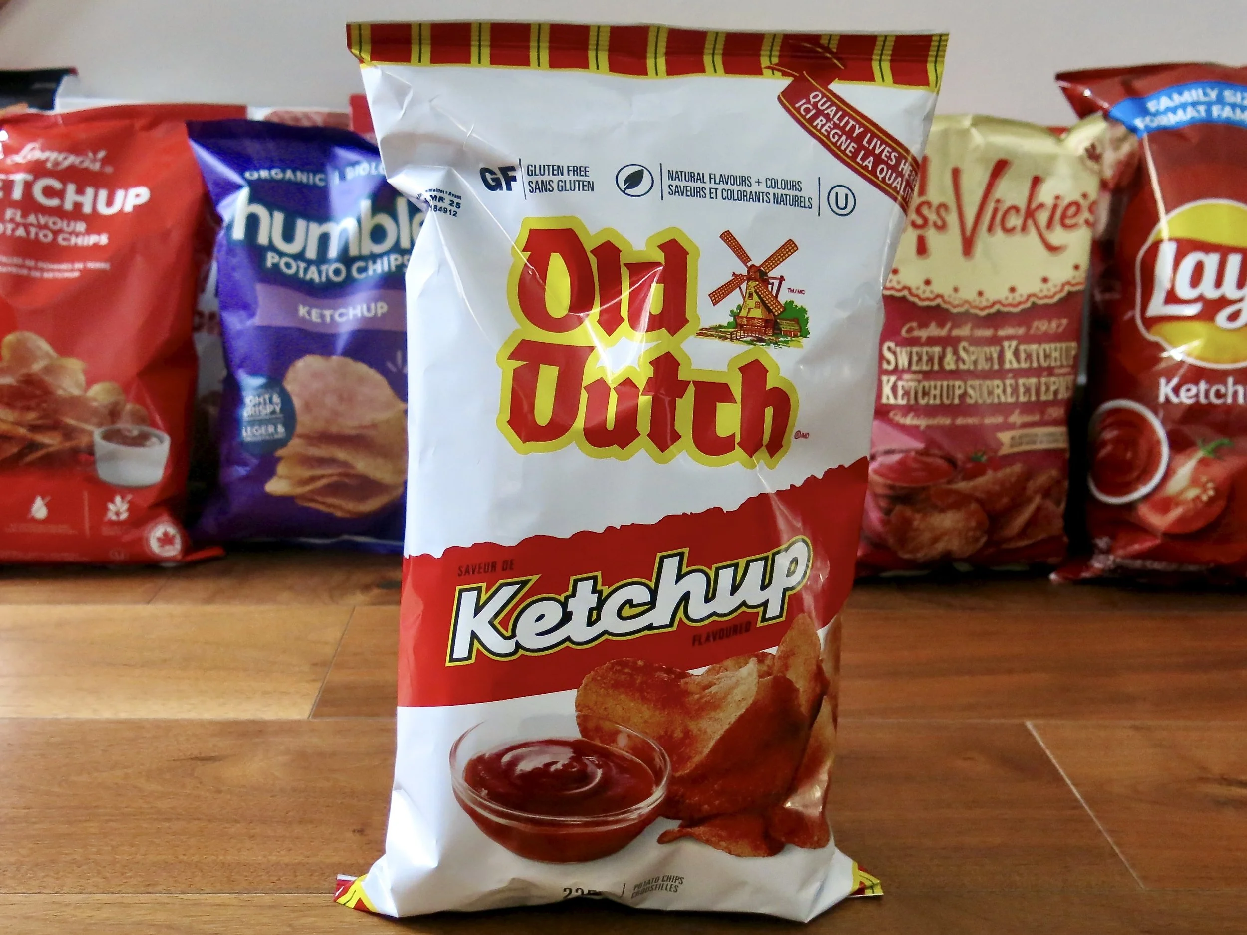 A bag of Old Dutch Ketchup Potato Chips