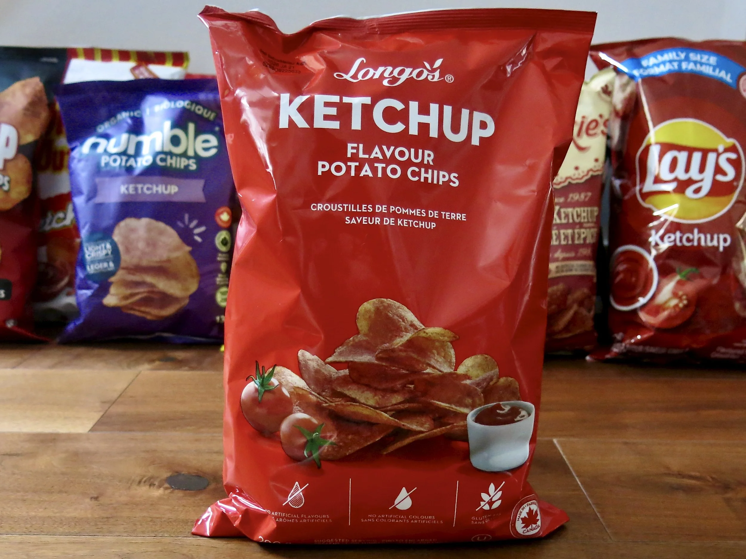 A bag of Longo's Ketchup Potato Chips