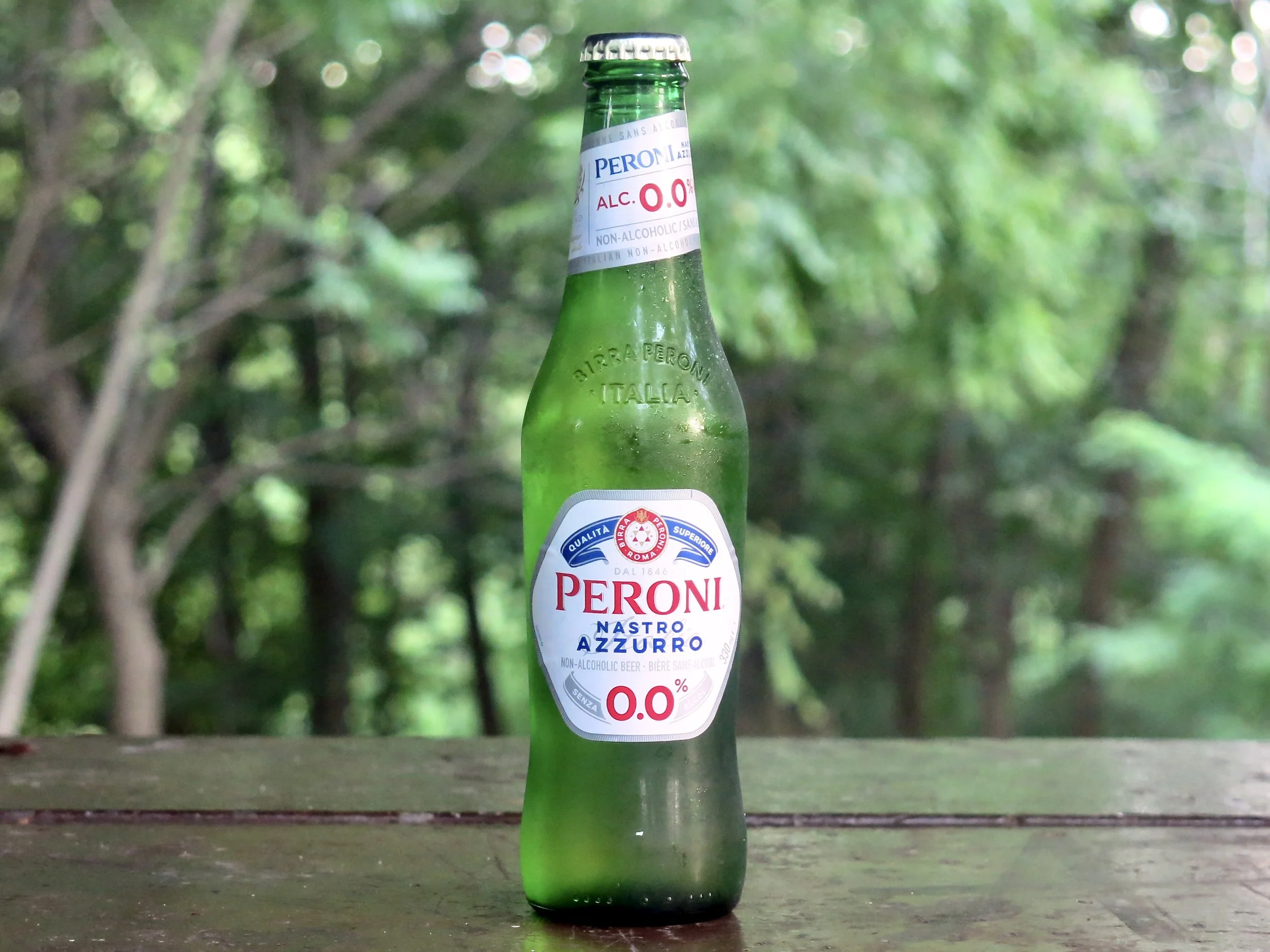 A glass of Peroni beer