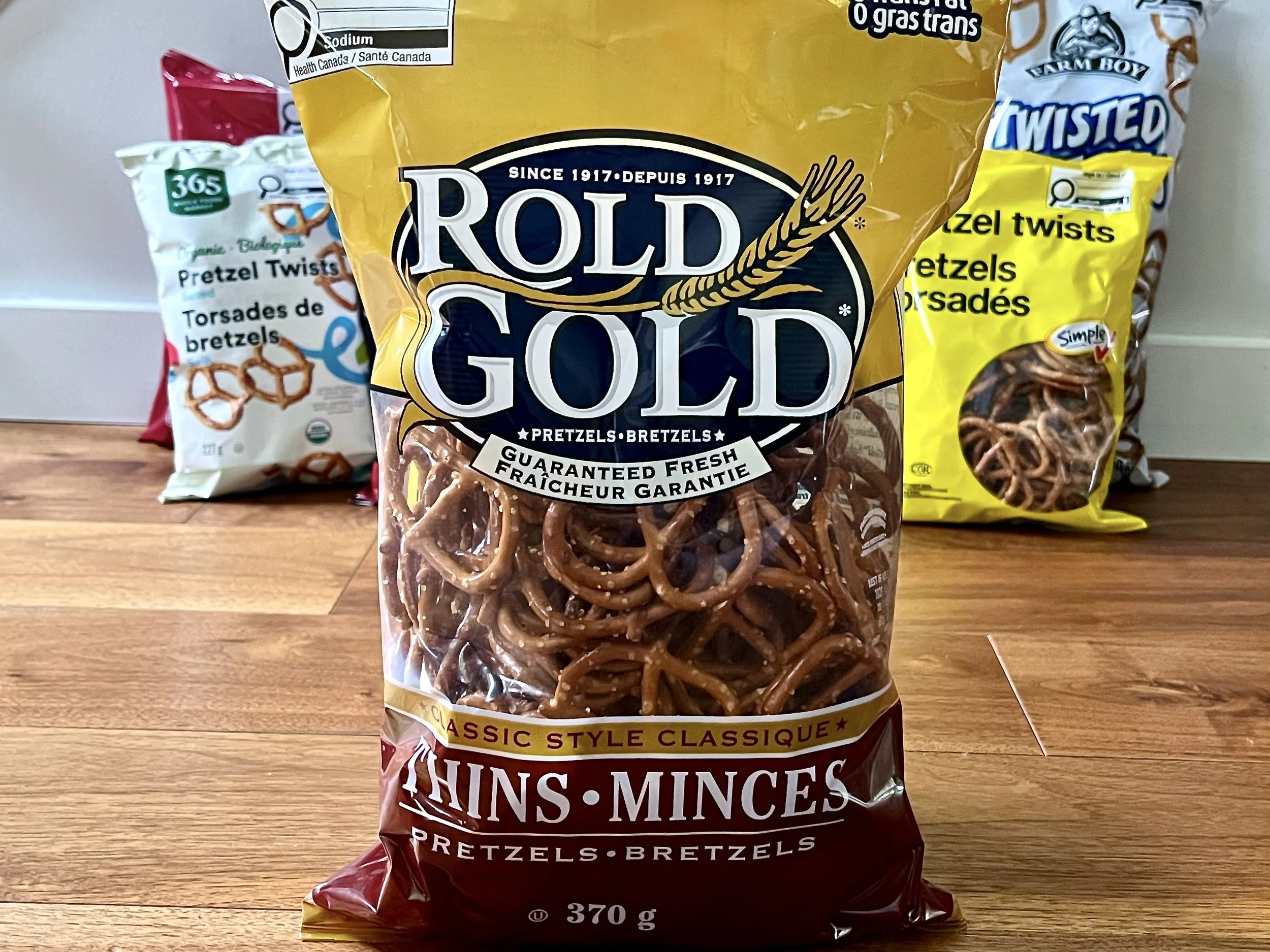 A bag of Rold Gold brand pretzels.